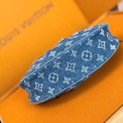 LV 25S POCHETTE VALLEY 21 IN BLUE DENIM MONOGRAM LEATHER TRIM GOLD HARDWARE