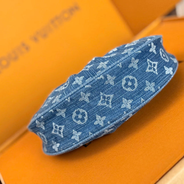 LV 25S POCHETTE VALLEY 21 IN BLUE DENIM MONOGRAM LEATHER TRIM GOLD HARDWARE