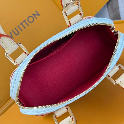 LV 25S ALMA BB 23 IN WHITE CANVAS MONOGRAM CHERRY PRINT GOLD HARDWARE