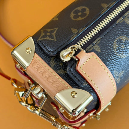 LV 25S SIDE TRUNK 24 IN BROWN MONOGRAM CANVAS LEATHER TRIM GOLD HARDWARE