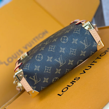 LV 25S SIDE TRUNK 24 IN BROWN MONOGRAM CANVAS LEATHER TRIM GOLD HARDWARE