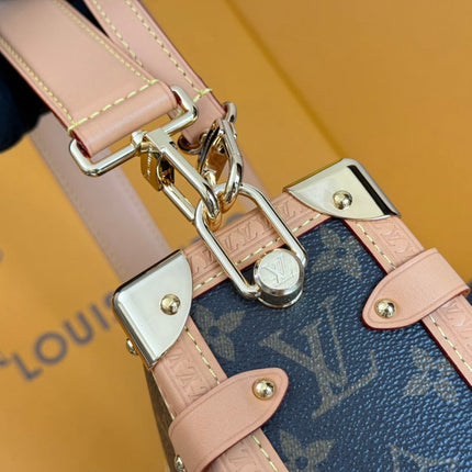 LV 25S SIDE TRUNK 24 IN BROWN MONOGRAM CANVAS LEATHER TRIM GOLD HARDWARE