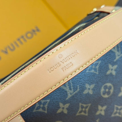 LV 25S SIDE TRUNK 24 IN BROWN MONOGRAM CANVAS LEATHER TRIM GOLD HARDWARE