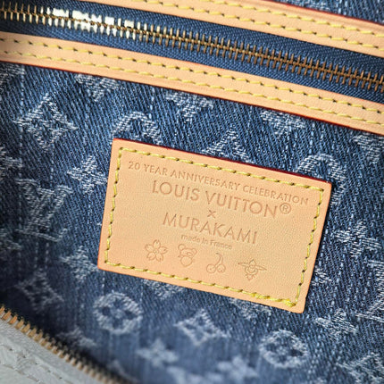 LV 25S SPEEDY SOFT 30 IN WHITE CANVAS MONOGRAM CHERRY PRINT GOLD HARDWARE