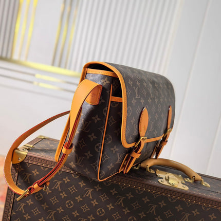 LV 25S SATCHEL BAG 35 IN BROWN CANVAS MONOGRAM GOLD HARDWARE