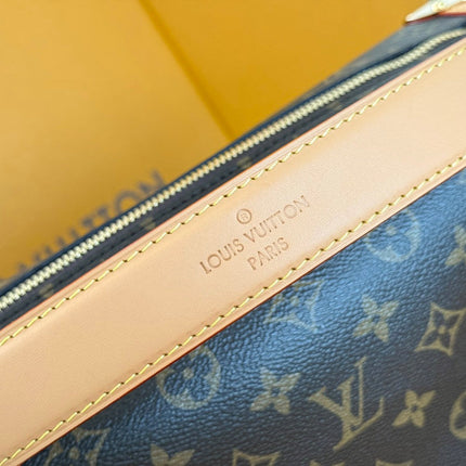 LV 25S SIDE TRUNK 30 IN BROWN MONOGRAM CANVAS LEATHER TRIM GOLD HARDWARE