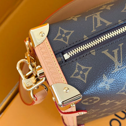 LV 25S SIDE TRUNK 30 IN BROWN MONOGRAM CANVAS LEATHER TRIM GOLD HARDWARE