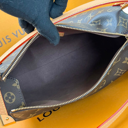 LV 25S SIDE TRUNK 30 IN BROWN MONOGRAM CANVAS LEATHER TRIM GOLD HARDWARE