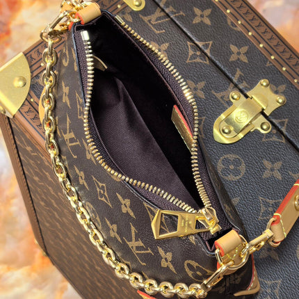 LV 25S BOULOGNE 20 IN DARK BROWN MONOGRAM CANVAS GOLD HARDWARE