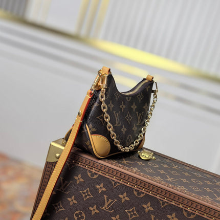 LV 25S BOULOGNE 20 IN DARK BROWN MONOGRAM CANVAS GOLD HARDWARE