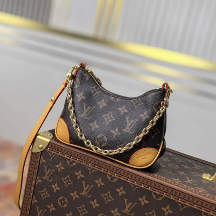 LV 25S BOULOGNE 20 IN DARK BROWN MONOGRAM CANVAS GOLD HARDWARE