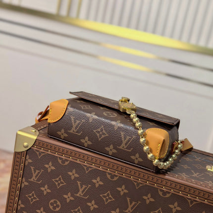 LV 25S MINI STEAMER 18 IN DARK BROWN CANVAS MONOGRAM GOLD HARDWARE