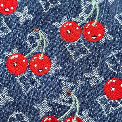 LV 25S COUSSIN BAG 26 IN DARK BLUE DENIM MONOGRAM CHERRY GOLD HARDWARE