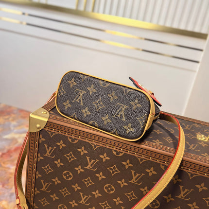LV 25S NANO ALMA 18 IN BROWN MONOGRAM CANVAS PRINTED WITH THE VIVIENNE MASCOT