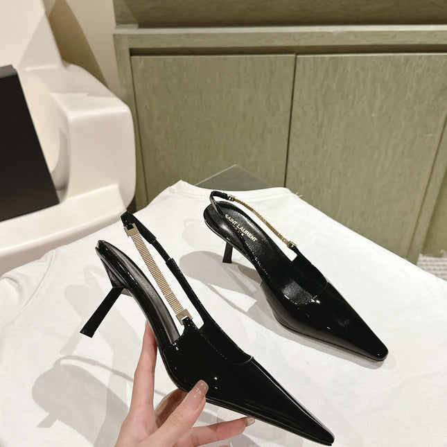 BLAKE SLINGBACK PUMPS 80 IN BLACK PATENT LEATHER