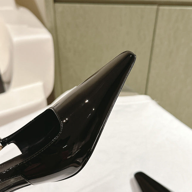 BLAKE SLINGBACK PUMPS 80 IN BLACK PATENT LEATHER