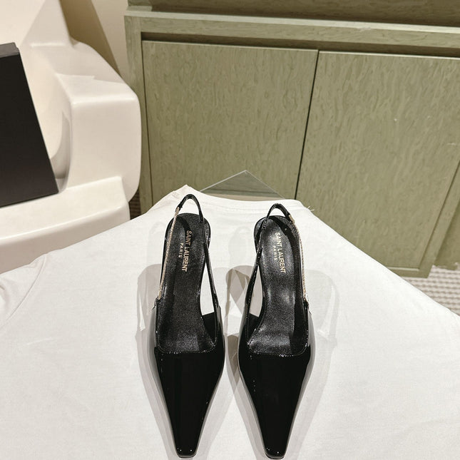 BLAKE SLINGBACK PUMPS 80 IN BLACK PATENT LEATHER