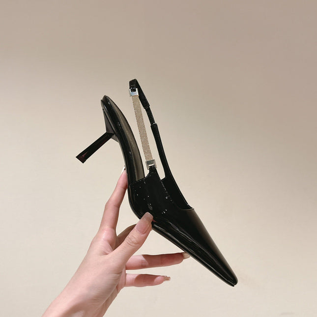 BLAKE SLINGBACK PUMPS 80 IN BLACK PATENT LEATHER