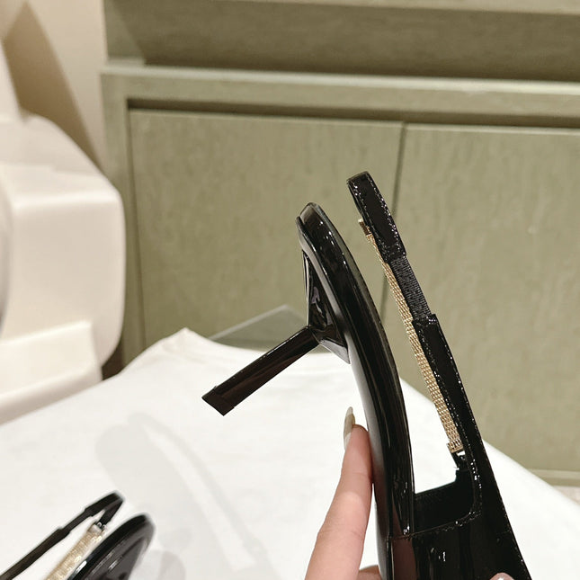 BLAKE SLINGBACK PUMPS 80 IN BLACK PATENT LEATHER