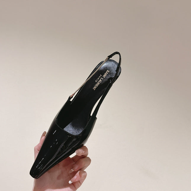BLAKE SLINGBACK PUMPS 80 IN BLACK PATENT LEATHER