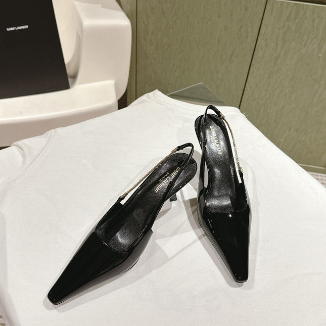 BLAKE SLINGBACK PUMPS 80 IN BLACK PATENT LEATHER