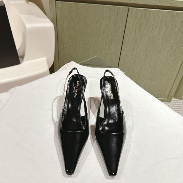 BLAKE SLINGBACK PUMPS 80 IN BLACK LEATHER