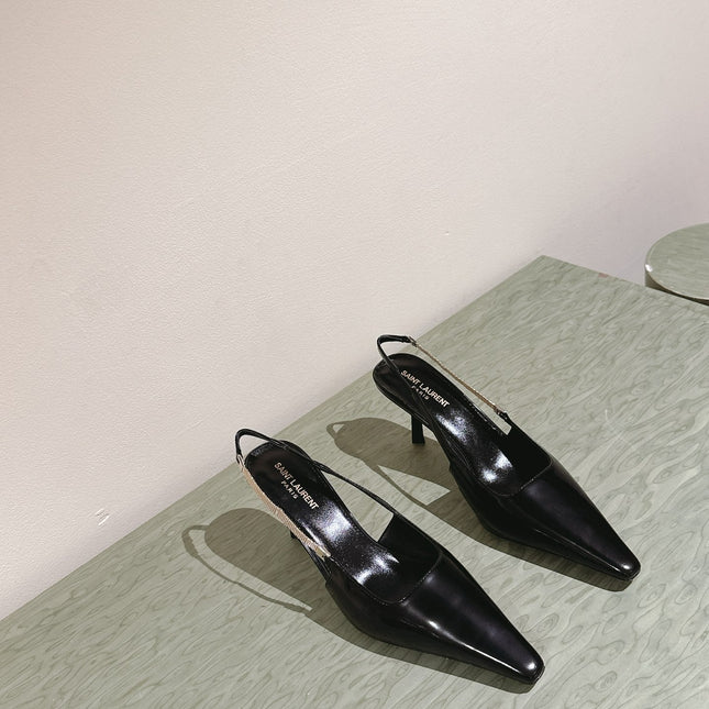 BLAKE SLINGBACK PUMPS 80 IN BLACK LEATHER