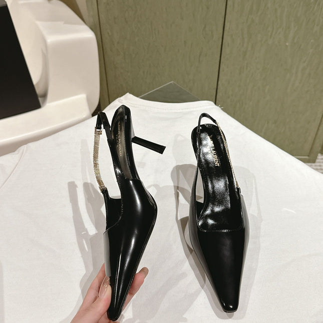 BLAKE SLINGBACK PUMPS 80 IN BLACK LEATHER