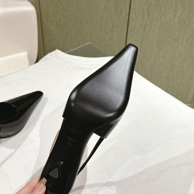 BLAKE SLINGBACK PUMPS 80 IN BLACK LEATHER