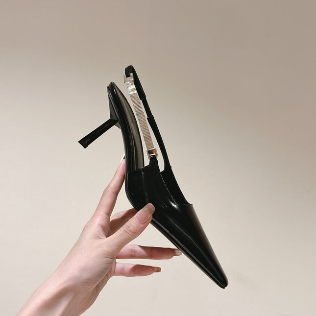 BLAKE SLINGBACK PUMPS 80 IN BLACK LEATHER