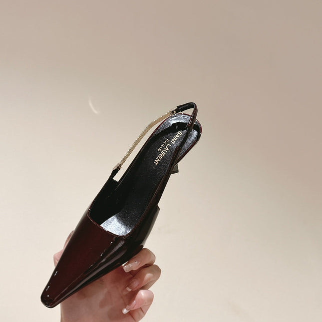 BLAKE SLINGBACK PUMPS 80 IN WINE PATENT LEATHER