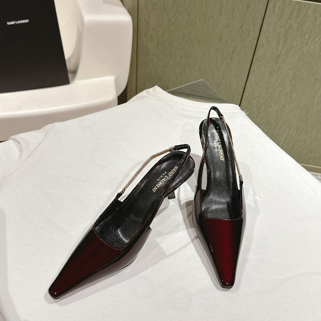 BLAKE SLINGBACK PUMPS 80 IN WINE PATENT LEATHER