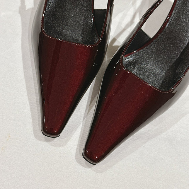 BLAKE SLINGBACK PUMPS 80 IN WINE PATENT LEATHER