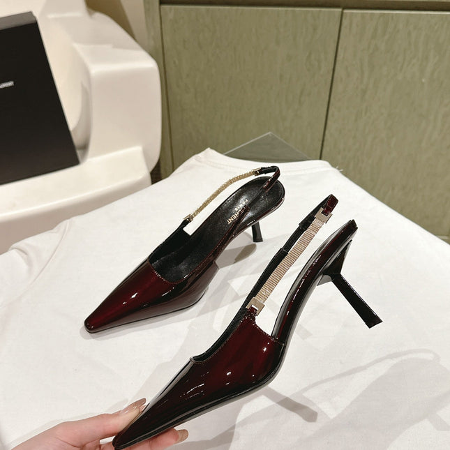 BLAKE SLINGBACK PUMPS 80 IN WINE PATENT LEATHER