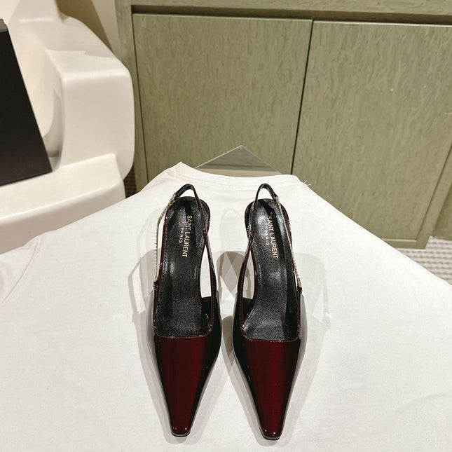 BLAKE SLINGBACK PUMPS 80 IN WINE PATENT LEATHER
