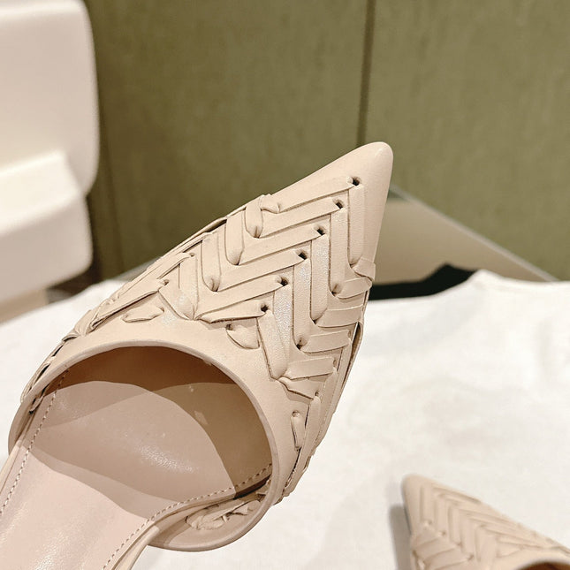 FENDI FIRST HIGH-HEELED SLINGBACK 85 MM IN BEIGE LAMBSKIN GOLD HARDWARE