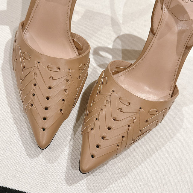 FENDI FIRST HIGH-HEELED SLINGBACK 85 MM IN TUSCAN TAN LAMBSKIN GOLD HARDWARE