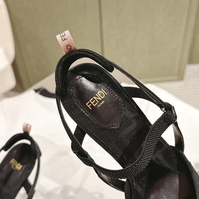 FENDI COLIBRÌ HIGH-HEELED SLINGBACKS 75MM IN BLACK FABRIC