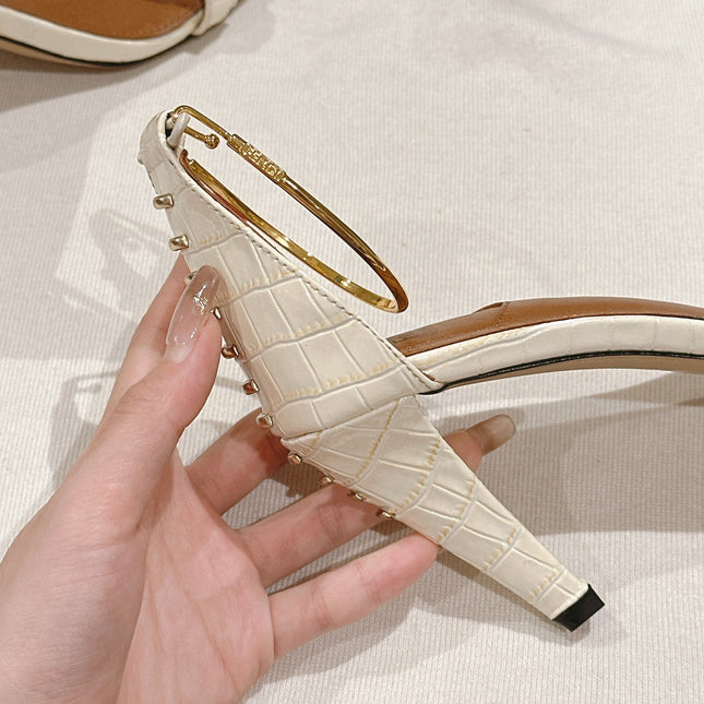 FENDI HIGH-HEELED 85 MM IN WHITE LAMBSKIN WITH GOLD HARDWARE