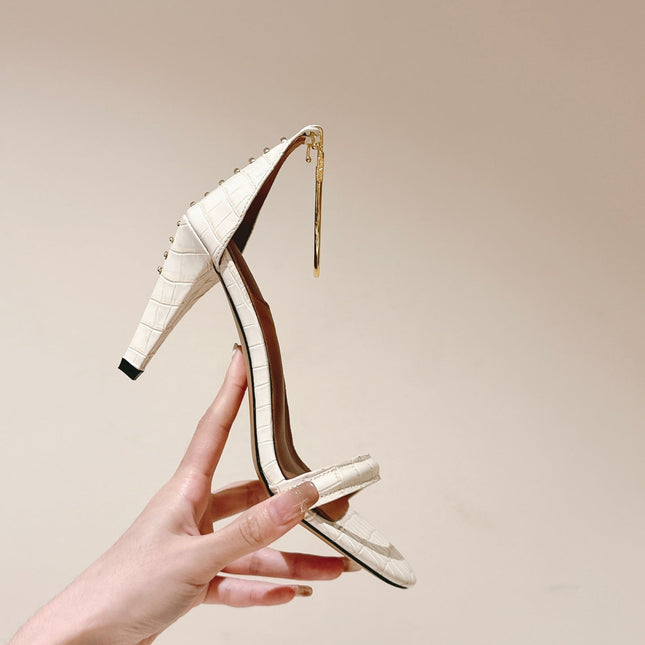 FENDI HIGH-HEELED 85 MM IN WHITE LAMBSKIN WITH GOLD HARDWARE