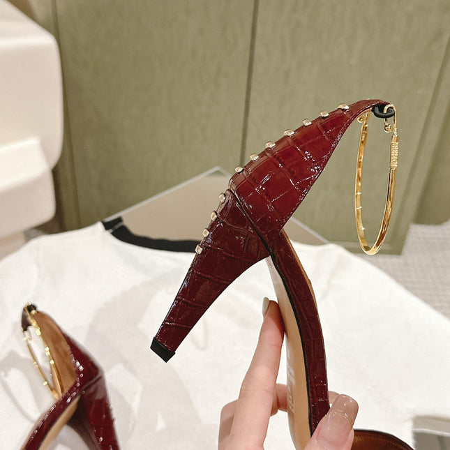 FENDI HIGH-HEELED 85 MM IN CHERRY RED LAMBSKIN WITH GOLD HARDWARE