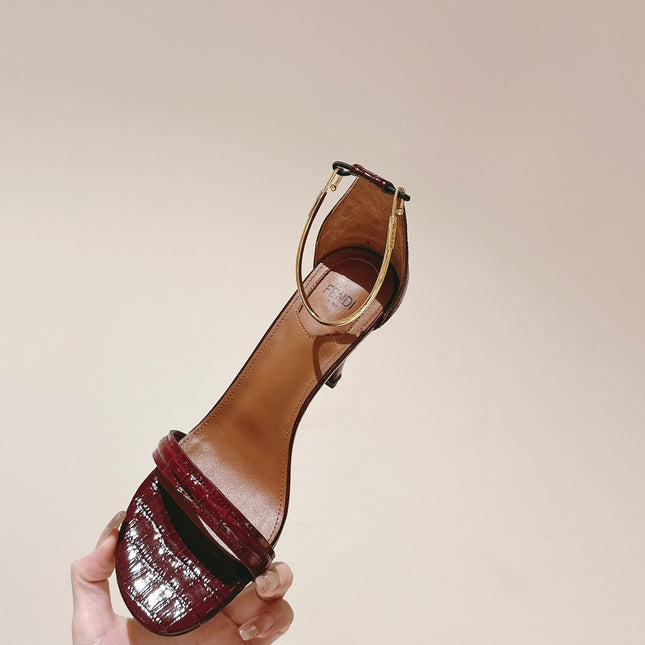 FENDI HIGH-HEELED 85 MM IN CHERRY RED LAMBSKIN WITH GOLD HARDWARE