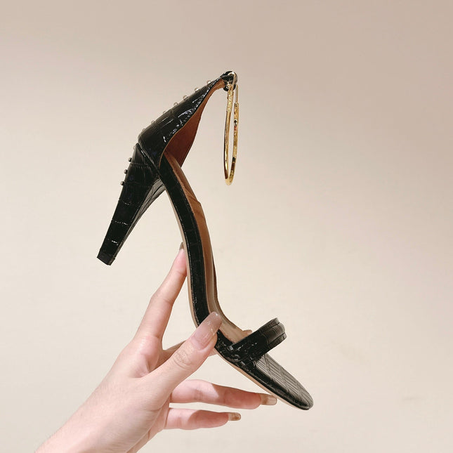 FENDI HIGH-HEELED 85 MM IN BLACK LAMBSKIN WITH GOLD HARDWARE
