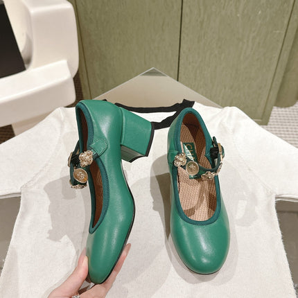 CC HIGH MARY JANE SEA GREEN LAMBSKIN