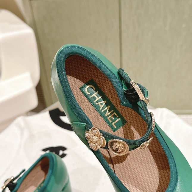 CC HIGH MARY JANE SEA GREEN LAMBSKIN