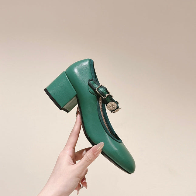 CC HIGH MARY JANE SEA GREEN LAMBSKIN