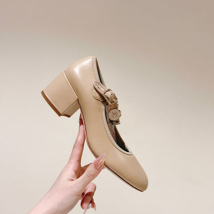 CC HIGH MARY JANE ALMOND BEIGE LAMBSKIN
