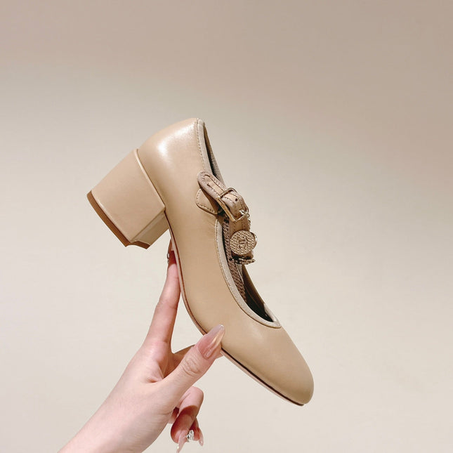 CC HIGH MARY JANE ALMOND BEIGE LAMBSKIN