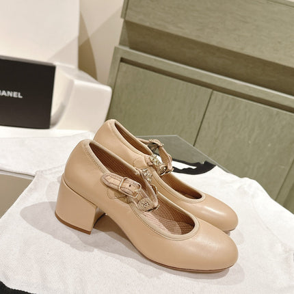 CC HIGH MARY JANE ALMOND BEIGE LAMBSKIN