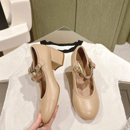 CC HIGH MARY JANE ALMOND BEIGE LAMBSKIN